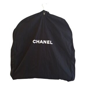 Chanel Travel Garment Bag Black 100% Cotton Suit Dress Cover Zipper Handles